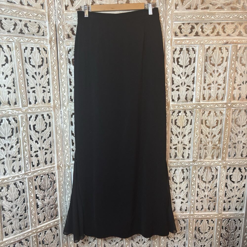 VTG Cachet Black A-Line Zipper Detail Goth Witchy Grunge Maxi Skirt 90s Y2K 8